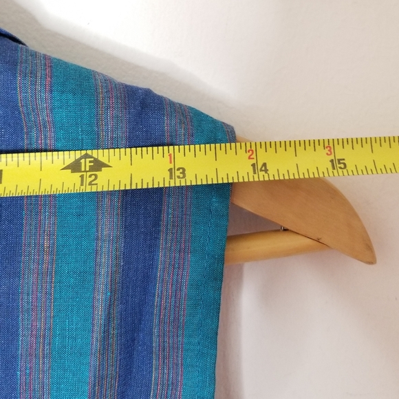 Lafayette 148 Blue Turquoise Stripe Sleeveless Tie Waist Buttonfront Top 12 NWT - Picture 14 of 14